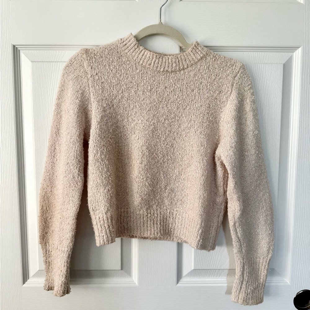 Lulus Enviably Cozy Ivory Boucle Knit Crew Neck Pullover Sweater White - Size S